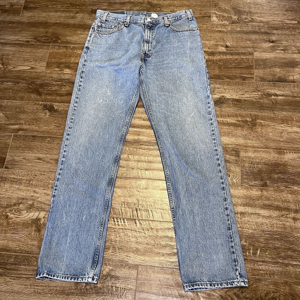 Levi’s 505 Regular Fit Jeans Mens 35x34 Faded Blue Denim Straight Leg Vintage
